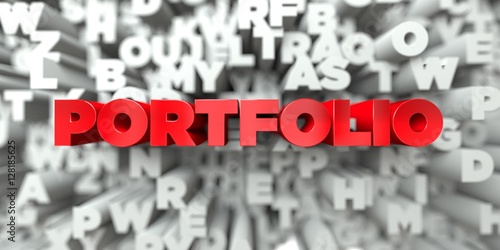 Portfolio Red Text On Typography Background 3d Rendered