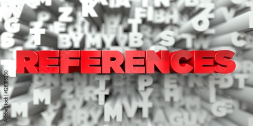 References Red Text On Typography Background 3d Rendered
