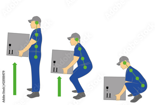 Fotografie, Obraz Correct posture to lift a heavy object safely