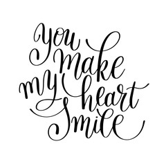 Wall Mural - you make my heart smile handwritten calligraphy lettering quote