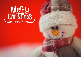 Wall Mural - Digitally composite image of merry christmas with snowman