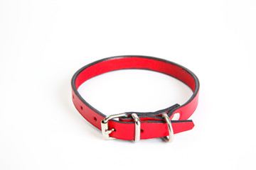 Leather red dog collar