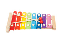 Rainbow Colored Toy Xylophone, Isolated On White