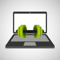 Poster - sport laptop app concept barbell vector illustration eps 10