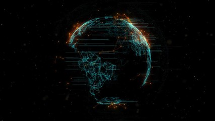 Wall Mural - 3d rendering abstract globe with particles and plexus structure. digital technology planet with cont