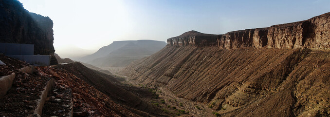 Panorama with Adrar mountain, rocks and gorge, Mauritania