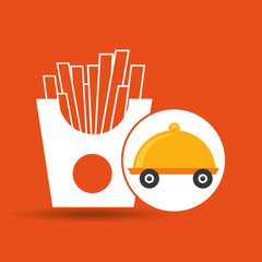 Sticker - fast delivery food french fries vector illustration eps 10