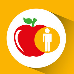 Poster - silhouette man apple nutrition healthy vector illustration eps 10