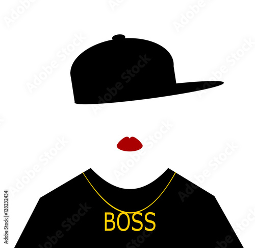 Woman Wearing Hip Hop Fashion And Boss Necklace Buy This Stock