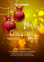 Wall Mural - Christmas Party design template with decoration balls.