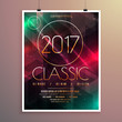 2017 new year party event flyer template with colorful lights ba