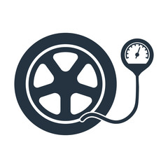 wheel pressure, isolated icon on white background, auto service,