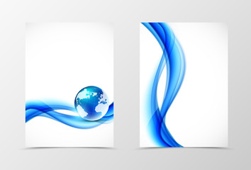 Sticker - Front and back wave flyer template design