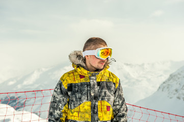 Sticker - Young man in ski goggles outdoors