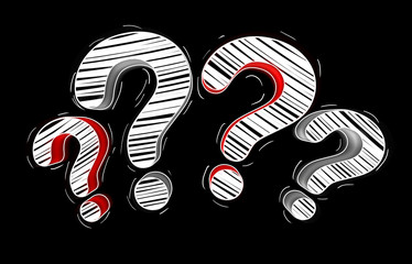 Poster - Red and white hand drawn question marks