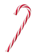 Close Up Of Candy Cane Isolated On White Background