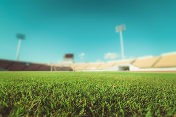 Poster - Green grass in soccer stadium , vintage