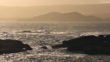 Poster - Waves crashing in on the shore of sea Loch Ewe, North Western Highlands of Scotland. UK