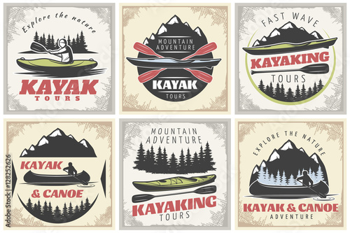 Kayaking Tours Posters Set