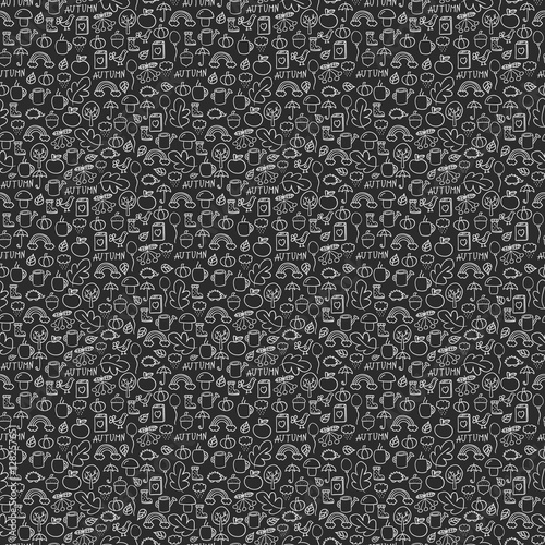 Doodles seamless pattern vector set.