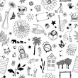 Seamless doodle pattern with random objects