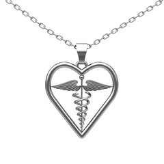 Poster - Silver Medical Caduceus Symbol Medallion. 3d Rendering