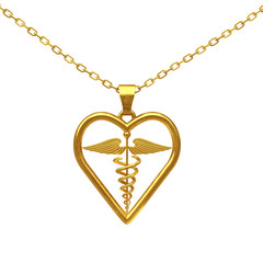 Poster - Golden Medical Caduceus Symbol Medallion. 3d Rendering