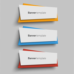 Canvas Print - Vector origami paper shape, banner design templates. Set of three banners in original colors. Elements for web design, promotion and advertisement