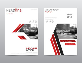Wall Mural - White and red brochure design, technology annual report cover. Abstract flyer template, leaflet layout. Presentation template in a4 size, corporate identity, eps 10