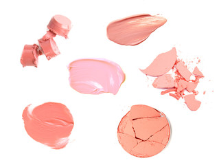 Wall Mural - collection of various make up lipstick and powder strokes on white background