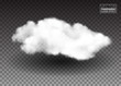 Fluffy white clouds. Realistic vector design elements. smoke effect on isolated transparent background. Vector illustration