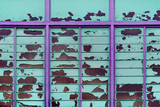Fototapeta  - Purple and turquoise wall with peeling paint, Penang, Malaysia
