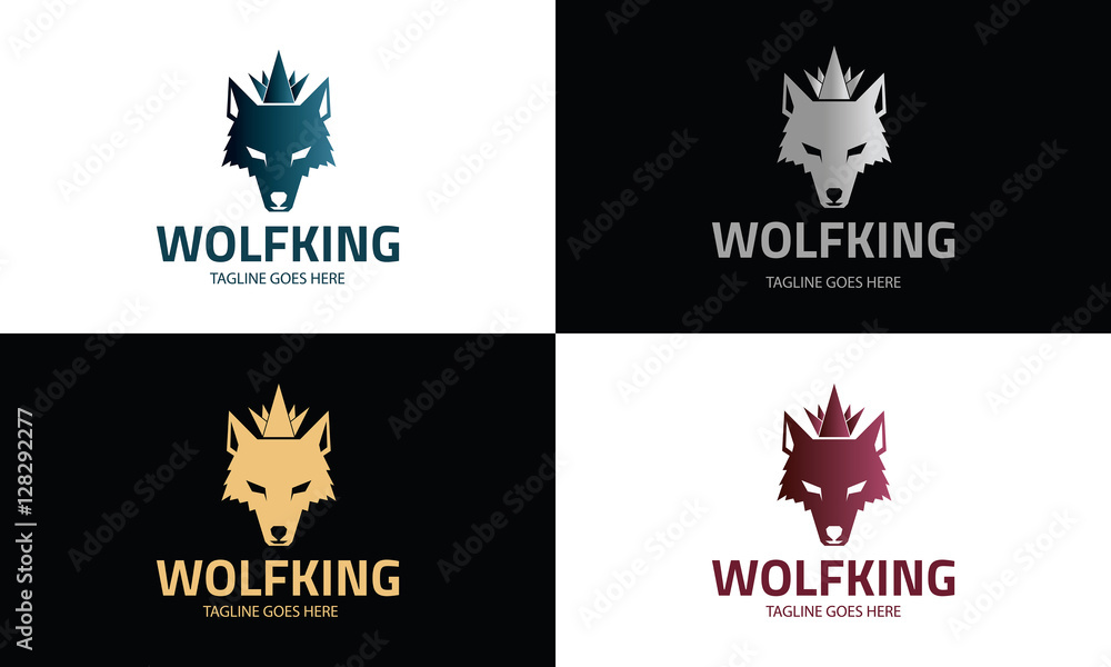 Wolf King logo design template ,Wolf head logo design concept ,Vector ...