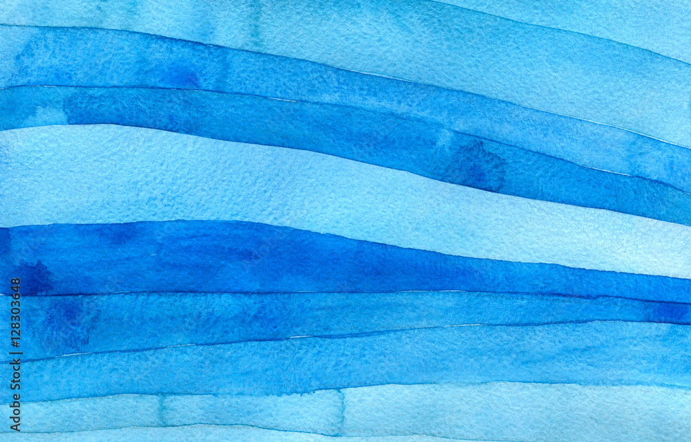 Abstract blue watercolor background, hand painted texture with ...