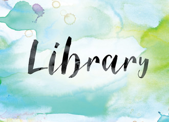 Sticker - Library Colorful Watercolor and Ink Word Art