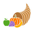 Cornucopia horn of plenty or thanksgiving basket flat color icon for apps and websites