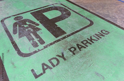 Car Parking Area Available For Lady With Green Color Background On