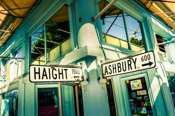 SAN FRANCISCO, CA - September 21, 2015: Haight Ashbury street sign junction corner in California, USA