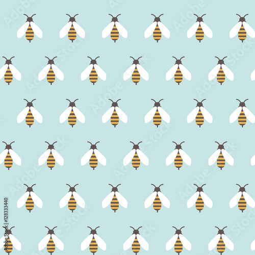 Cotton fabric seamless pattern with repeated bees ornament