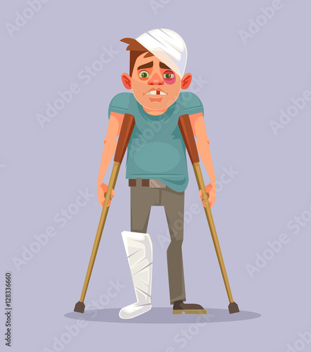 Sad Man Character With Broken Leg Vector Flat Cartoon Illustration Buy This Stock Vector And Explore Similar Vectors At Adobe Stock Adobe Stock