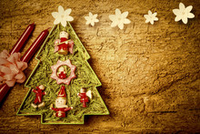 Cheerful Christmas Tree Card. Copyspace.