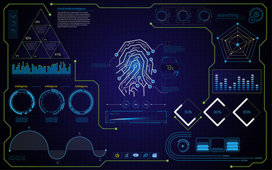 Wall Mural - abstract security concept HUD ui interface design template background