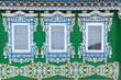Colourful window frames, traditional symbols, Russia
