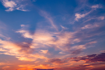 Wall Mural - sunset sunrise clouds on sky, nature landscape