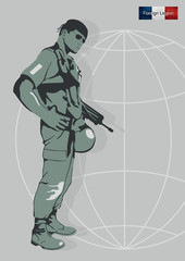 Wall Mural - Illustration of a soldier of the Foreign Legion.