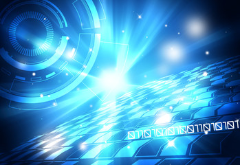 Wall Mural - blue technology background and abstract digital tech circle.copy space.