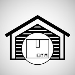 Sticker - storage building cardboard box delivery icon vector illustration eps 10