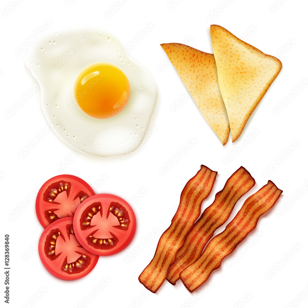 Breakfast Food 4 Top View Icons Stock Vector | Adobe Stock