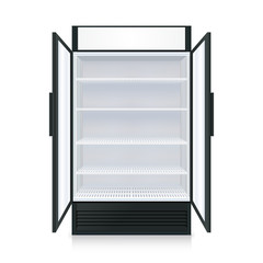 Canvas Print - Realistic Empty Commercial Fridge