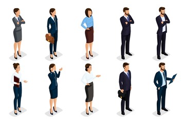 Wall Mural - isometric set of men and women in business attire, of a corporate code of business people. businessm